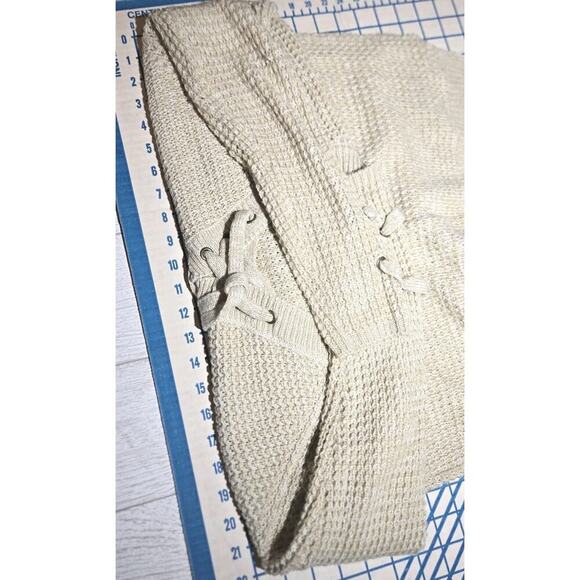 Oatmeal Beige Lace Up Pullover Sweater MED Boho Hippie 1960s Retro Chunky Knit - Picture 8 of 8